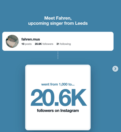 Fahren Instagram growth from 1,000 to 20.6K followers